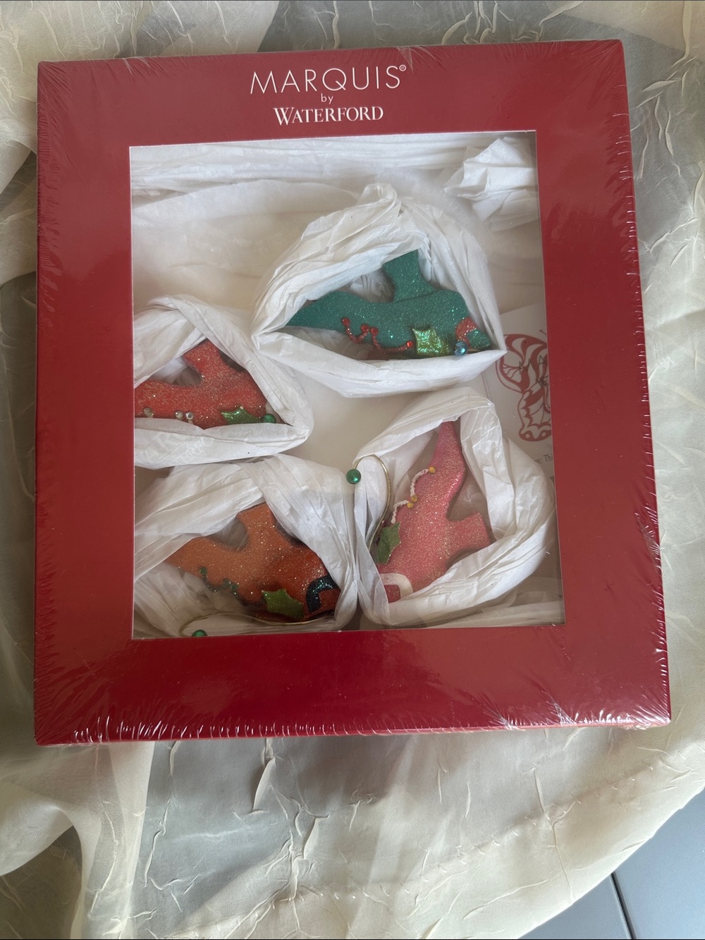 NWT  Marquis by Waterford Giddie Gliders Skater Ornaments Set of 4 - Sealed Box